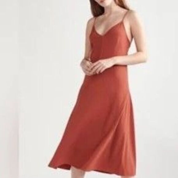 THAKOON Women’s Spaghetti Straps Midi Slip-dress in the Size 6 in Rust Color - Picture 5 of 16